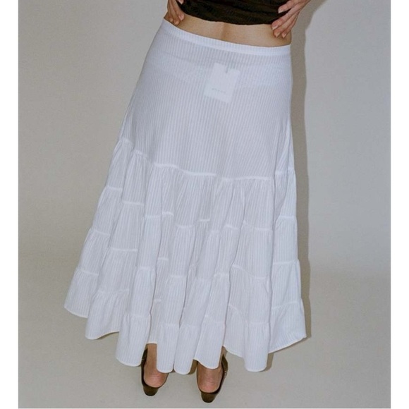 NWT Paloma Wool Long Etoile - White Cotton Blend Gathered Midi Maxi Skirt sz 38 - Picture 12 of 16